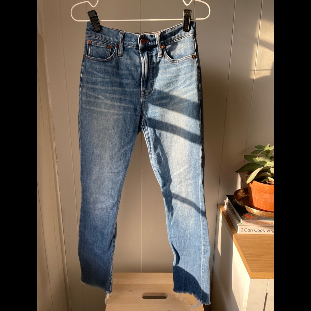 Madewell perfect vintage jeans high rise raw hem